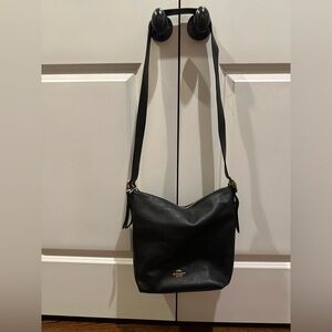 Coach Val Duffle Black Pebbled Leather Crossbody Bag